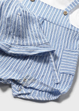 Afbeelding in Gallery-weergave laden, Mayoral 2pc Baby Boy Blue Striped Romper with Hat Set
