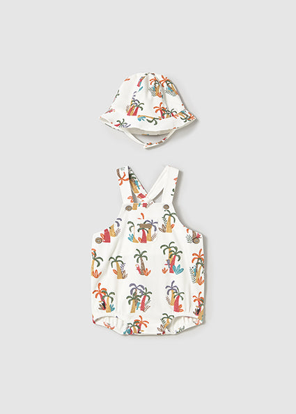 Mayoral 2pc Baby Boy Tropical Shortalls with Hat