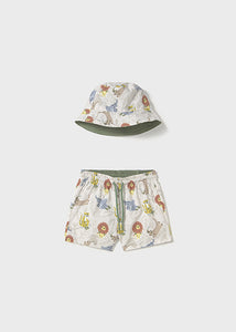 Mayoral 2pc Baby - Toddler Boy Jungle Swim Shorts & Sun Hat Set