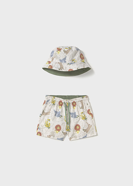 Mayoral 2pc Baby - Toddler Boy Jungle Swim Shorts & Sun Hat Set