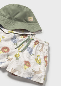 Mayoral 2pc Baby - Toddler Boy Jungle Swim Shorts & Sun Hat Set
