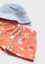 Load image into Gallery viewer, Mayoral 2pc Baby - Toddler Boy Orange Beach Van Swim Shorts &amp; Bucket Hat Set
