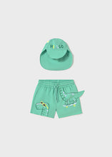 Load image into Gallery viewer, Mayoral 2pc Toddler Boy Dino Swim Shorts &amp; Sun Hat Set
