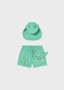 Mayoral 2pc Toddler Boy Dino Swim Shorts & Sun Hat Set