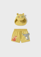 Mayoral 2pc Baby - Toddler Boy Gold Swim Shorts & Sun Hat Set