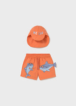 Afbeelding in Gallery-weergave laden, Mayoral 2pc Baby Boy Sharks Swim Shorts &amp; Sun Hat Set
