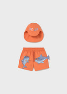 Mayoral 2pc Baby Boy Sharks Swim Shorts & Sun Hat Set
