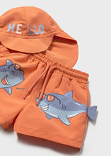 Afbeelding in Gallery-weergave laden, Mayoral 2pc Baby Boy Sharks Swim Shorts &amp; Sun Hat Set
