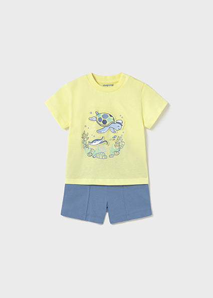 Mayoral 2pc Toddler Boy Yellow/ Blue Sea Animals Set