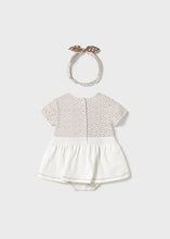 Load image into Gallery viewer, Mayoral Baby Girl White Bodysuit Dress with Headwrap
