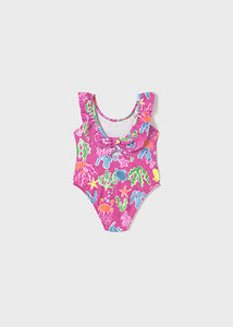 Mayoral 1pc Toddler Girl Pink Ocean Animals Print Swimsuit