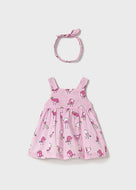 Mayoral Baby Girl Pink Birds Dress with Headwrap