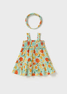 Mayoral Baby Girl Fruit Print Dress with Bonnet