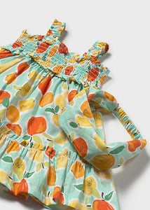 Mayoral Baby Girl Fruit Print Dress with Bonnet