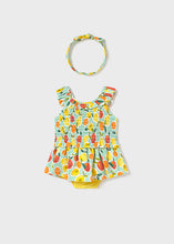 Carregar imagem no visualizador da galeria, Mayoral 3pc Baby Girl Aqua Fruit Top, Skort &amp; Headwrap Set
