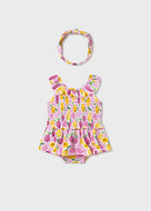 Mayoral 3pc Baby Girl Pink Fruit Top, Skort & Headwrap Set