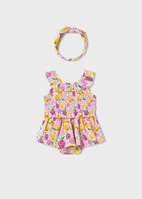 Carregar imagem no visualizador da galeria, Mayoral 3pc Baby Girl Pink Fruit Top, Skort &amp; Headwrap Set
