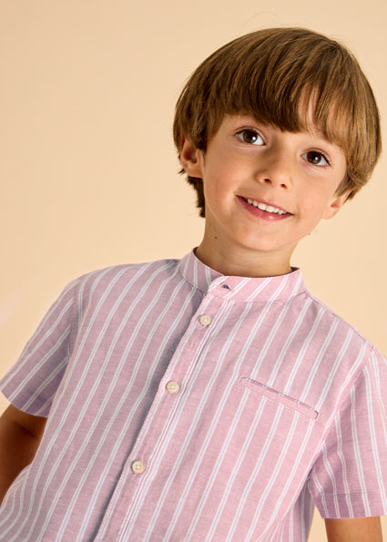 Mayoral Toddler Boy Red Striped Short Sleeve Shirt