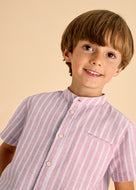 Mayoral Toddler Boy Red Striped Short Sleeve Shirt