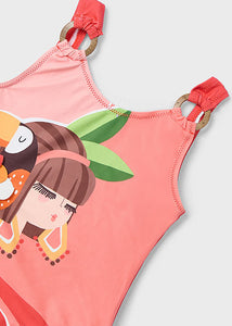 Mayoral 1pc Toddler - Kid Girl Orange Toucan Swimsuit