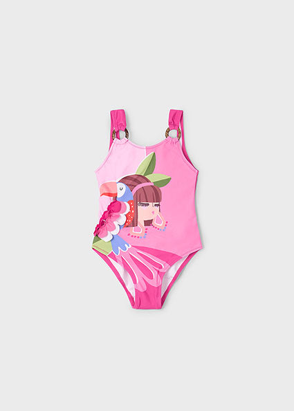 Mayoral 1pc Toddler - Kid Girl Pink Toucan Swimsuit
