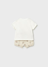 Load image into Gallery viewer, Mayoral 2pc Baby Boy White Embroidered Bear Tee With Brown Bear Print Shorts Set
