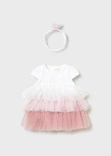 Load image into Gallery viewer, Mayoral 2pc Baby Girl Pink Ruffled Romper Dress With Headband
