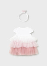 Load image into Gallery viewer, Mayoral 2pc Baby Girl Pink Ruffled Romper Dress With Headband
