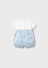 Load image into Gallery viewer, Mayoral 2pc Baby Boy White Tee, Blue Striped with Bear Print Overall

