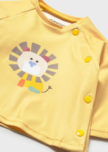 Load image into Gallery viewer, Mayoral 3pc Baby Boy Yellow Lion Print Long-Sleeve Swim Top, Shorts &amp; Hat Set
