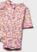 Load image into Gallery viewer, Mayoral 2pc Baby Girl Pink Floral Long-Sleeve Swimsuit with Hat Set
