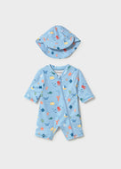 Mayoral 2pc Baby Boy Sea Creatures Swimsuit With Hat