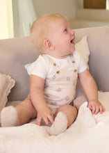 Load image into Gallery viewer, Mayoral 2pc Baby Boy White Tee and Brown Bear Print Overall Set
