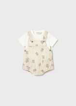 Load image into Gallery viewer, Mayoral 2pc Baby Boy White Tee and Brown Bear Print Overall Set
