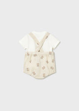 Load image into Gallery viewer, Mayoral 2pc Baby Boy White Tee and Brown Bear Print Overall Set
