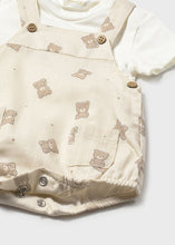 Load image into Gallery viewer, Mayoral 2pc Baby Boy White Tee and Brown Bear Print Overall Set
