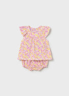 Mayoral 2pc Baby Girl Pink Floral Top With Pink Floral Shorts Set
