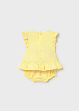 Load image into Gallery viewer, Mayoral 2pc Baby Girl Yellow with Pink Embroidered Air Balloon Top And Yellow Shorts Set
