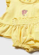 Mayoral 2pc Baby Girl Yellow with Pink Embroidered Air Balloon Top And Yellow Shorts Set