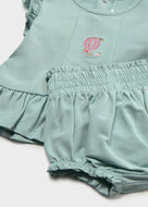 Mayoral 2pc Baby Girl Mint Green With Embroidered Air Balloon Top & Shorts Set