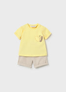 Mayoral 2pc Baby Boy Yellow Giraffe Tee and Shorts Set
