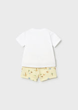 Cargar imagen en el visor de la galería, Mayoral 2pc Baby Boy White Safari Tee and Yellow Printed Shorts Set
