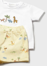 Cargar imagen en el visor de la galería, Mayoral 2pc Baby Boy White Safari Tee and Yellow Printed Shorts Set
