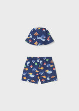 Cargar imagen en el visor de la galería, Mayoral 2pc Toddler Boy Blue Sea Animals Swim Shorts &amp; Hat Set
