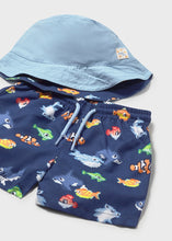 Cargar imagen en el visor de la galería, Mayoral 2pc Toddler Boy Blue Sea Animals Swim Shorts &amp; Hat Set
