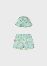 Load image into Gallery viewer, Mayoral 2pc Toddler Boy Blue Crocodile Print Swim Shorts With Hat Set
