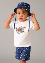 Carregar imagem no visualizador da galeria, Mayoral 3pc Toddler Boy Submarine Print Top, Shorts &amp; Hat Set
