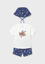Carregar imagem no visualizador da galeria, Mayoral 3pc Toddler Boy Submarine Print Top, Shorts &amp; Hat Set
