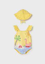 Load image into Gallery viewer, Mayoral 2pc Baby Girl Flamingo &amp; Crab Print Swimsuit &amp; Hat Set
