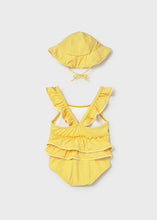 Load image into Gallery viewer, Mayoral 2pc Baby Girl Flamingo &amp; Crab Print Swimsuit &amp; Hat Set
